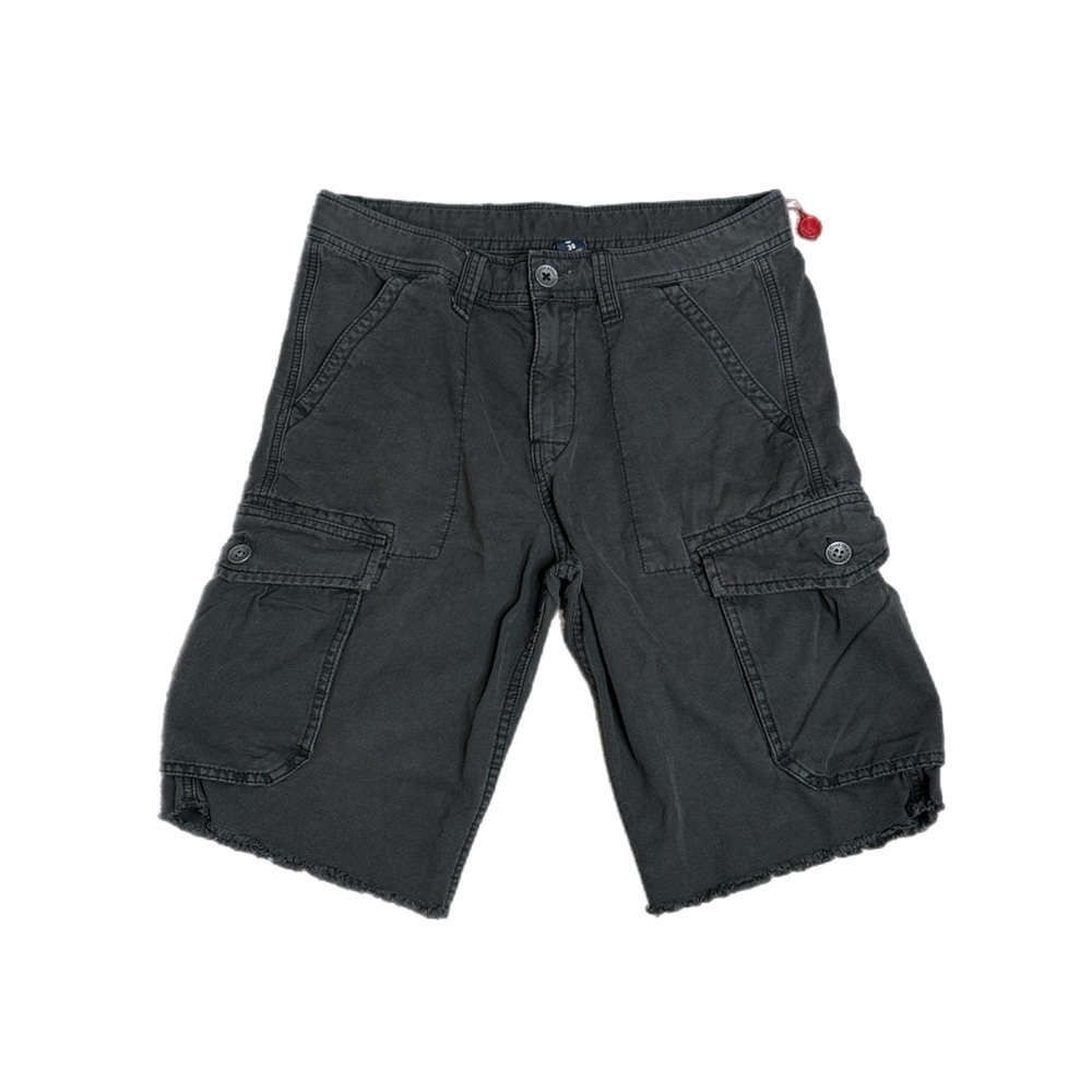 NEW True Religion Men’s Cut-Off Cargo Denim Shorts in Charcoal Sz 30